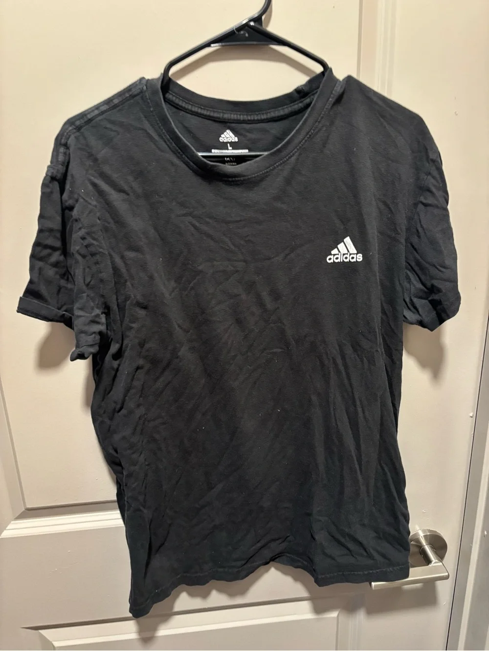 adidas Black Short Sleeve Crewneck Logo Tee